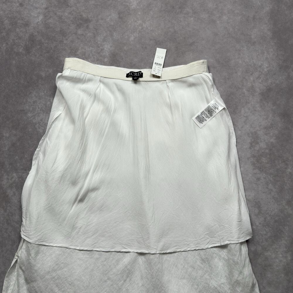 J Crew White 100% Linen Slip Skirt NWT Maxi Flounce Hem Pull On Half Lined Small - Picture 14 of 16